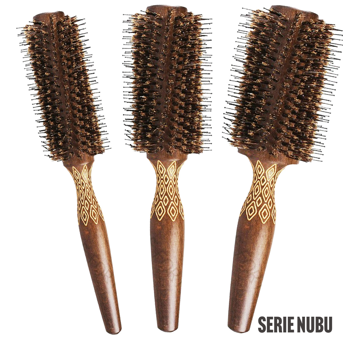 Kit Cepillos Redondo Eagle Nubu Cerdas Naturales