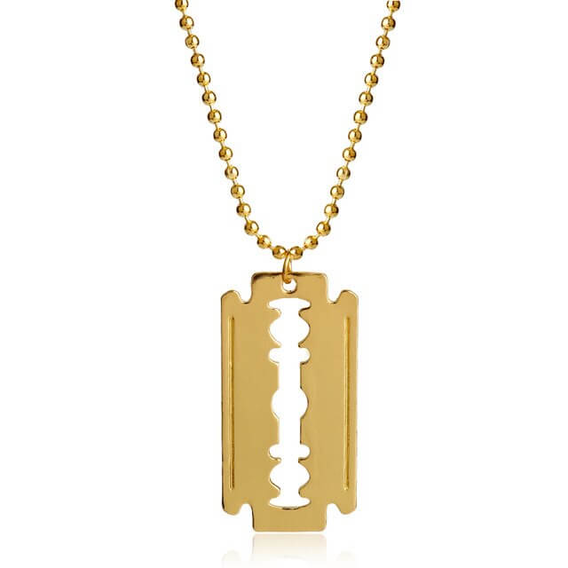 Collar Hoja De Afeitar Dorado
